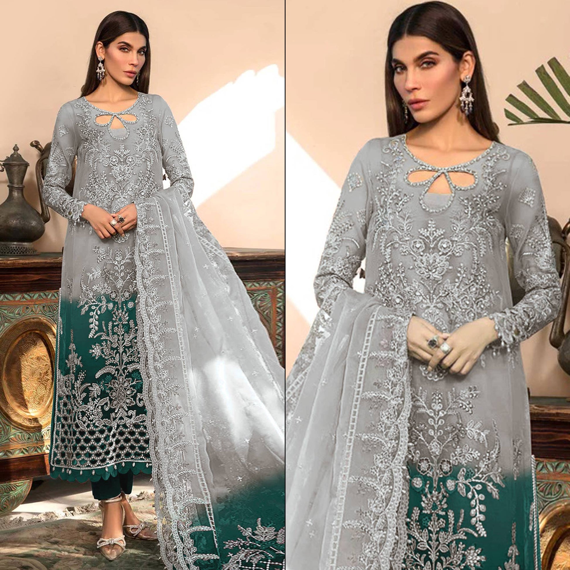 grey-green-floral-embroidered-organza-semi-stitched-pakistani-suit