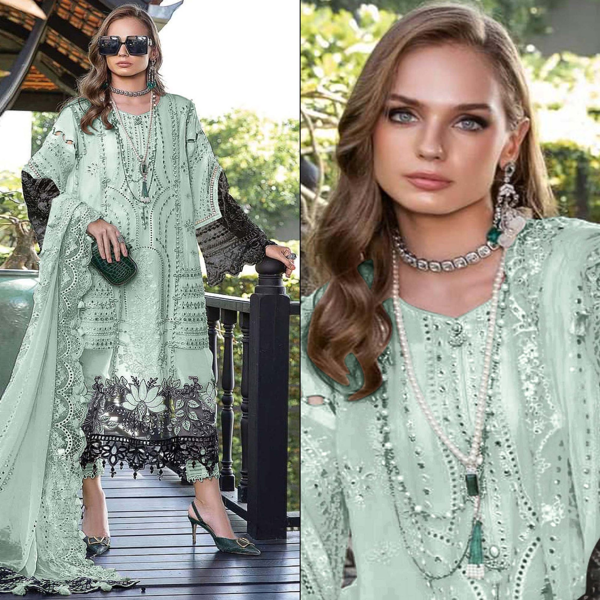 green-floral-embroidered-georgette-semi-stitched-pakistani-suit-3