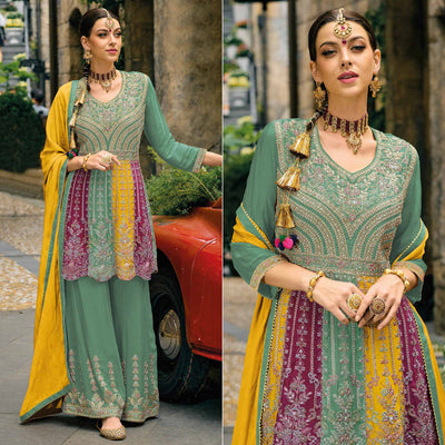 green-embroidered-chinon-semi-stitched-sharara-suit
