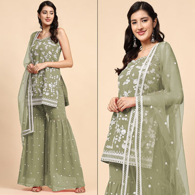 green-floral-sequins-embroidered-georgette-semi-stitched-suit