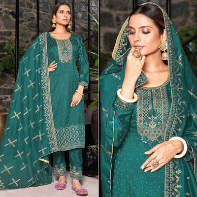 teal-blue-embroidered-vichitra-silk-semi-stitched-salwar-suit