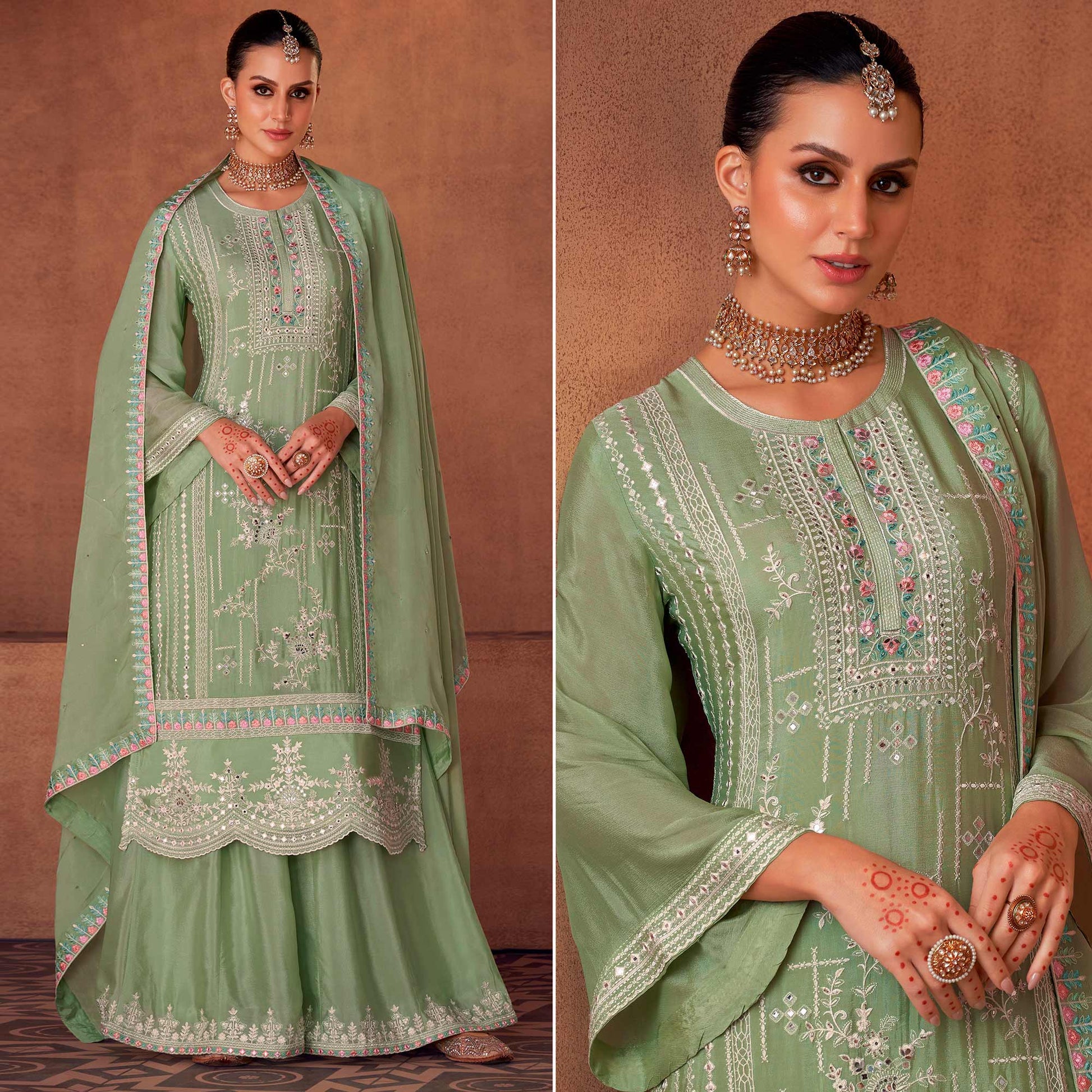green-floral-sequins-embroidered-georgette-semi-stitched-palazzo-suit