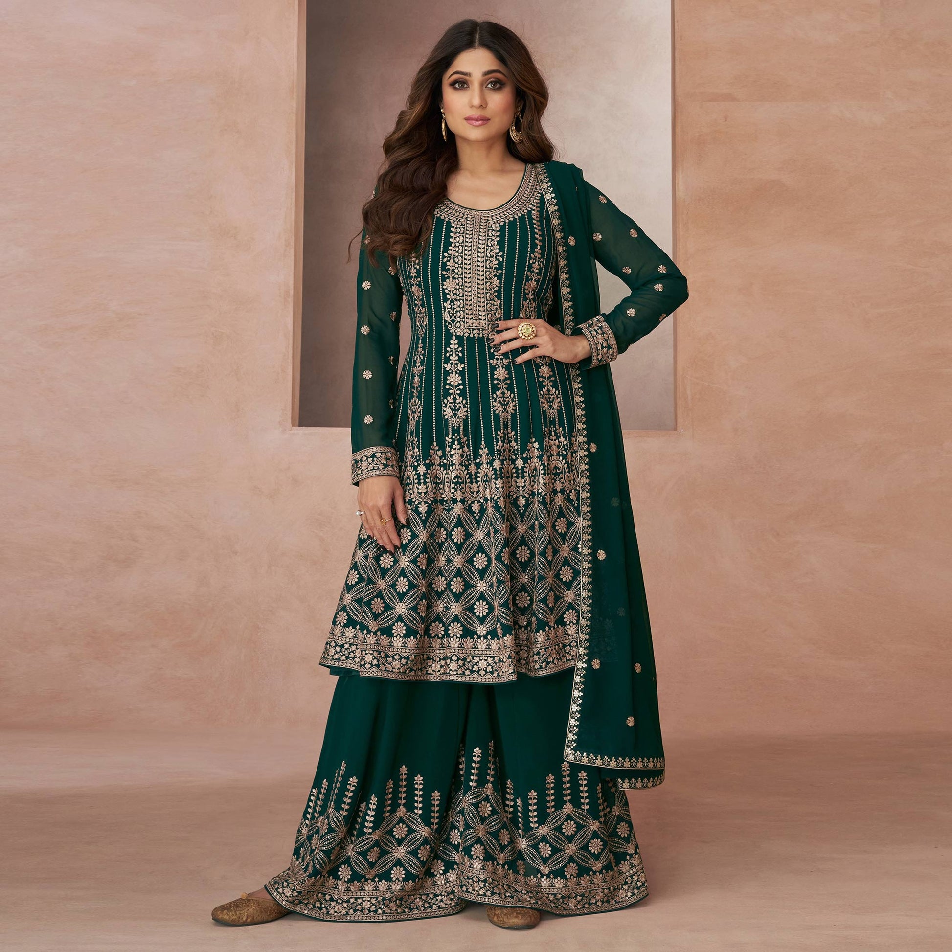 green-floral-embroidered-georgette-semi-stitched-suit-2
