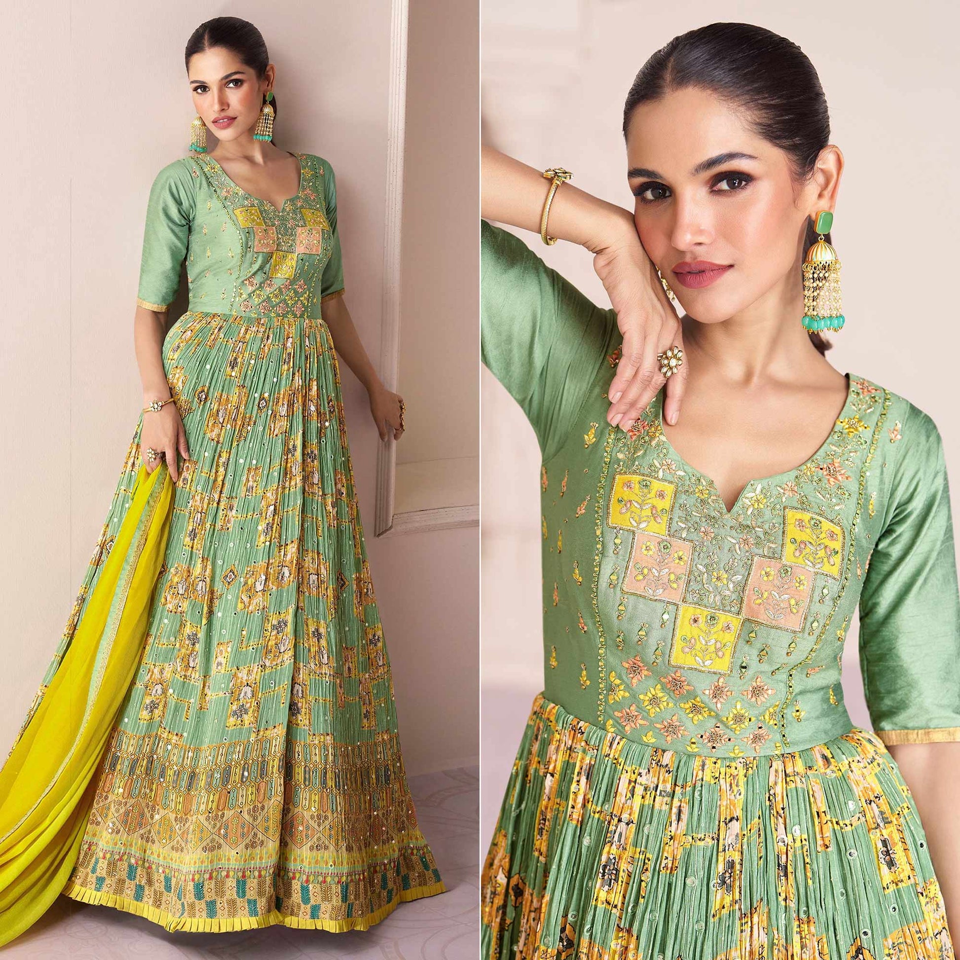 green-embroidered-with-printed-georgette-semi-stitched-anarkali-suit