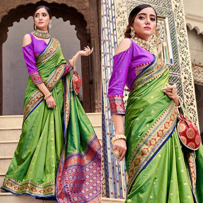 green-woven-pure-silk-saree-with-with-tassels