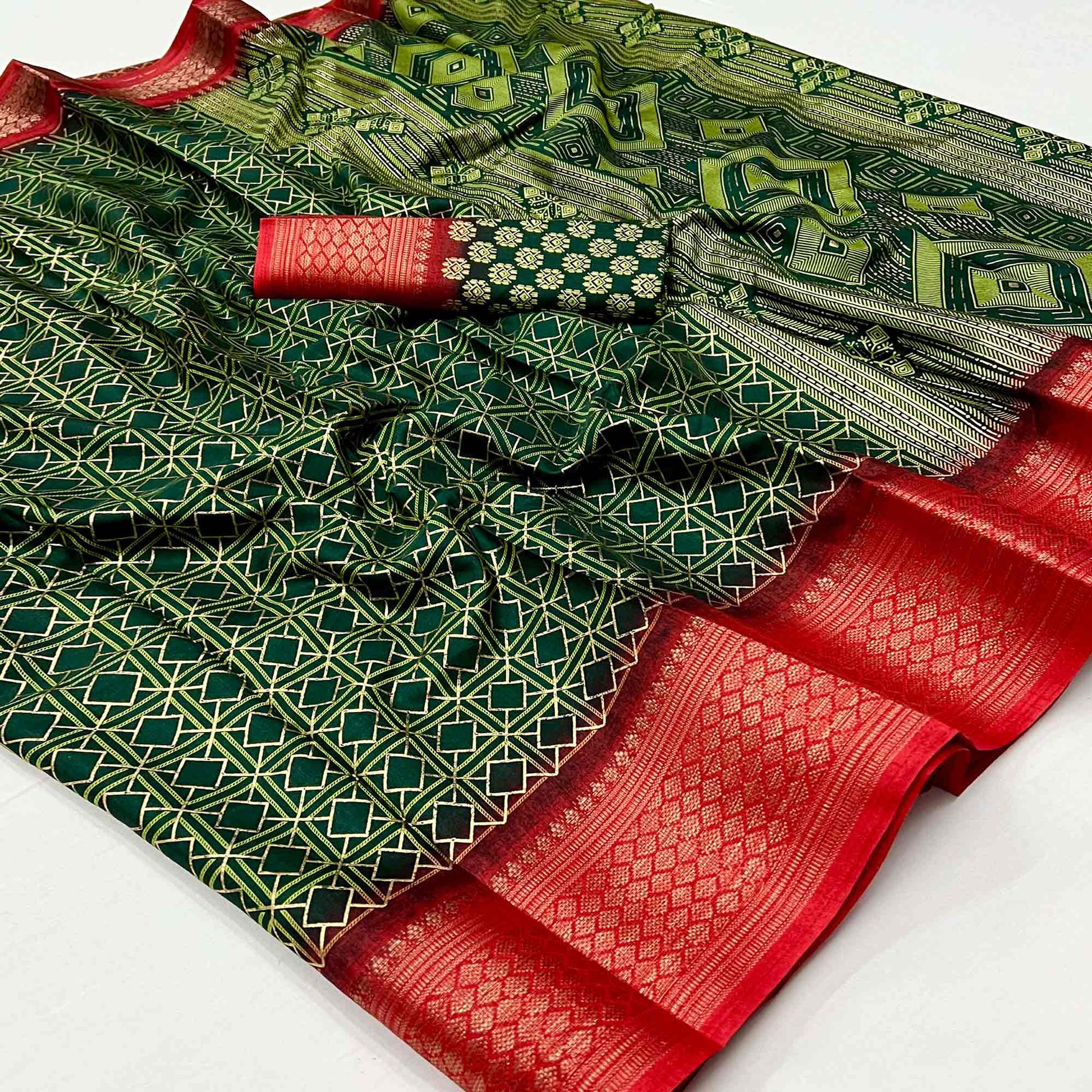 green-foil-printed-dola-silk-saree