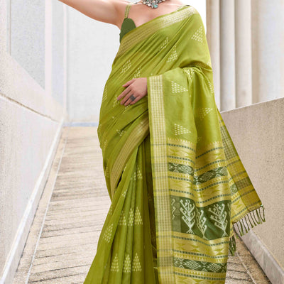 green-ikkat-woven-rayon-silk-saree
