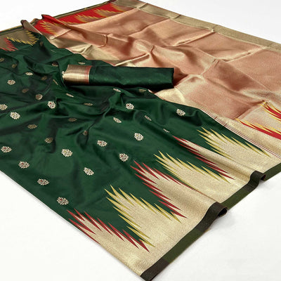 green-floral-woven-art-silk-saree-9