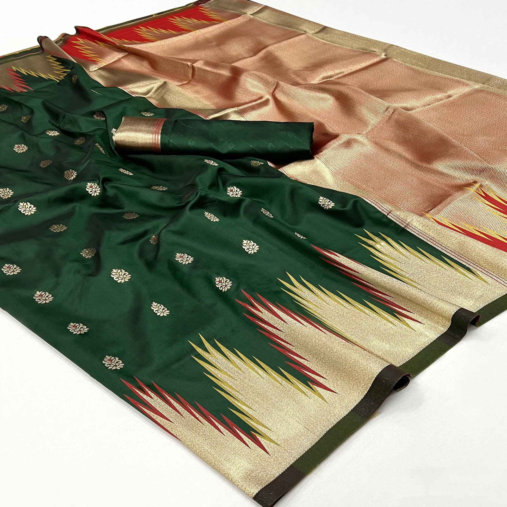 green-floral-woven-art-silk-saree-9
