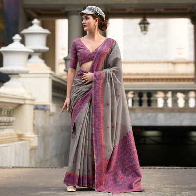 grey-floral-woven-linen-saree