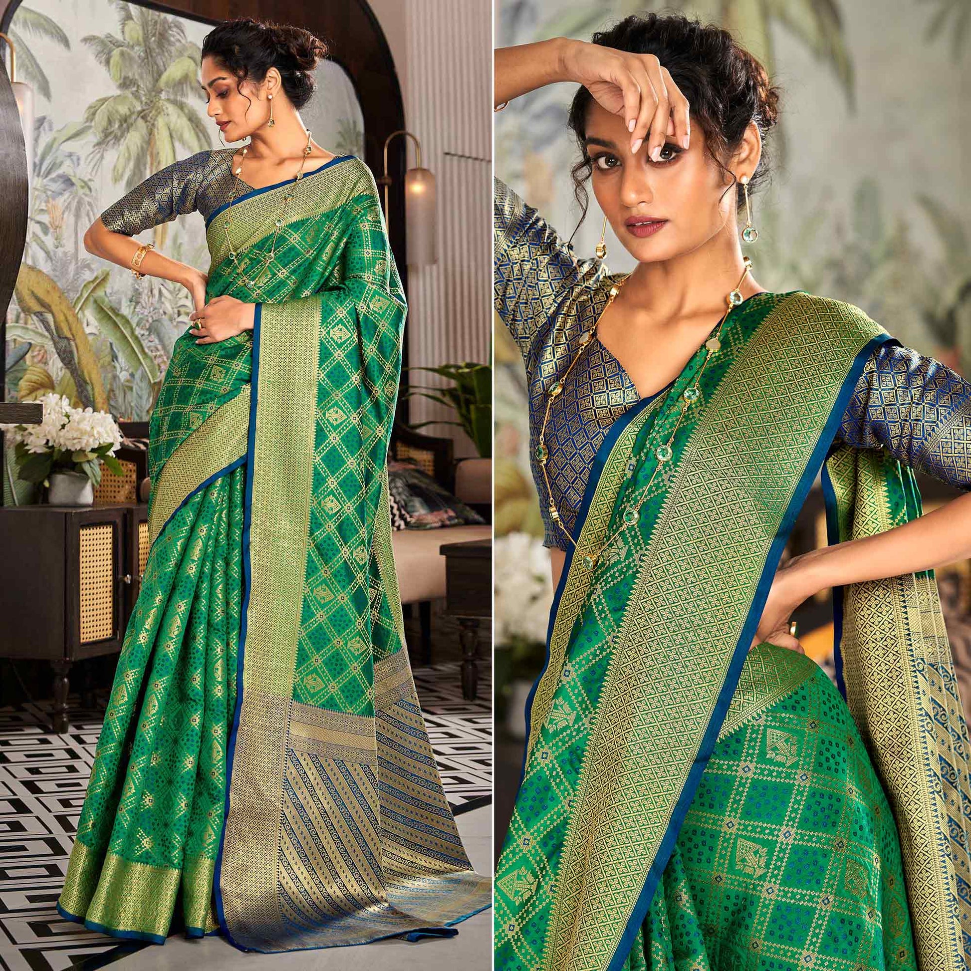 green-woven-patola-pure-silk-saree