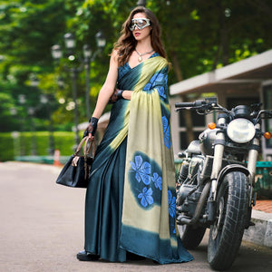 Morpich Floral Printed Satin Saree