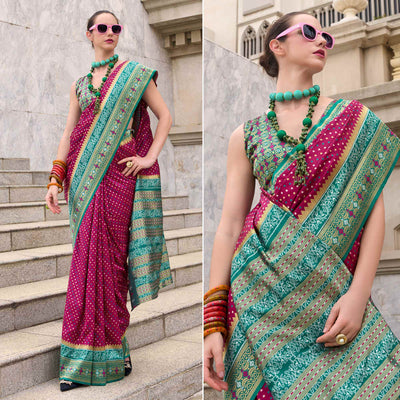 Magenta Zari Woven Banarasi Silk Saree