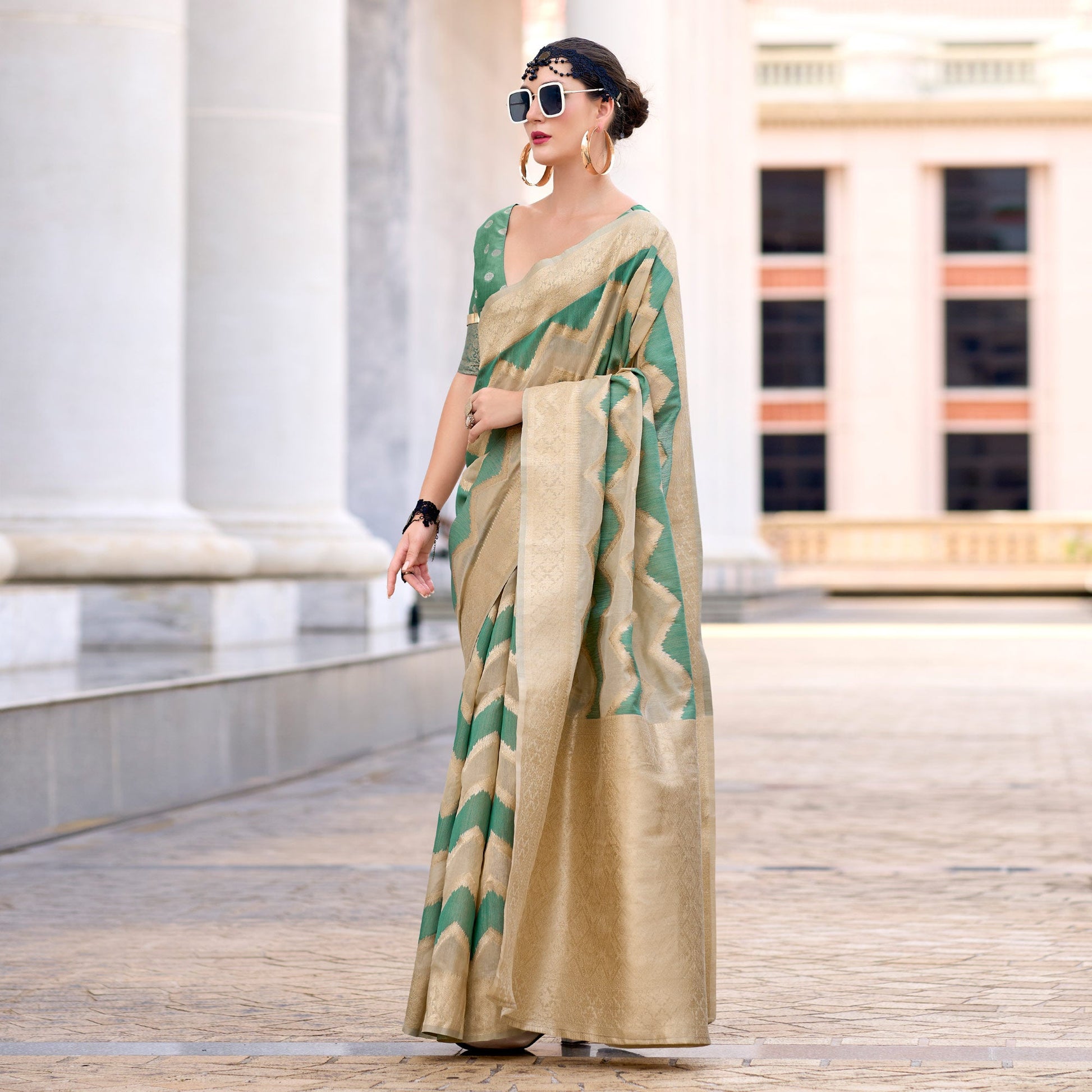green-woven-cotton-silk-saree-13
