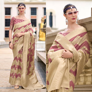 Mauve Woven Cotton Silk Saree