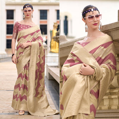 Mauve Woven Cotton Silk Saree