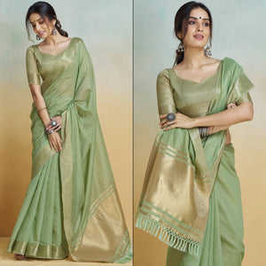 green-woven-cotton-silk-saree-with-tassels-19