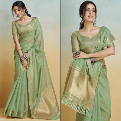 green-woven-cotton-silk-saree-with-tassels-19