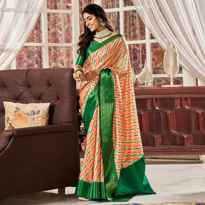 Multicolor Digital Printed Satin Saree