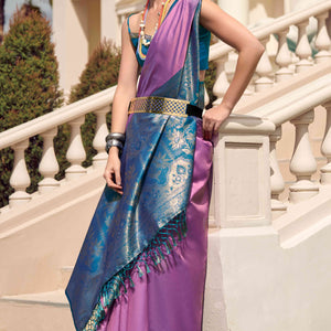 Dark Mauve Zari Weaving Pure Silk Saree
