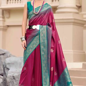 Burgundy Zari Weaving Pure Silk Saree