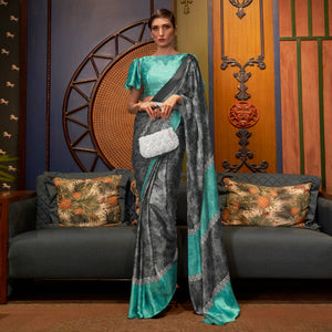 grey-floral-printed-satin-saree