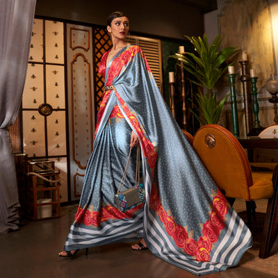 grey-floral-printed-satin-saree-1