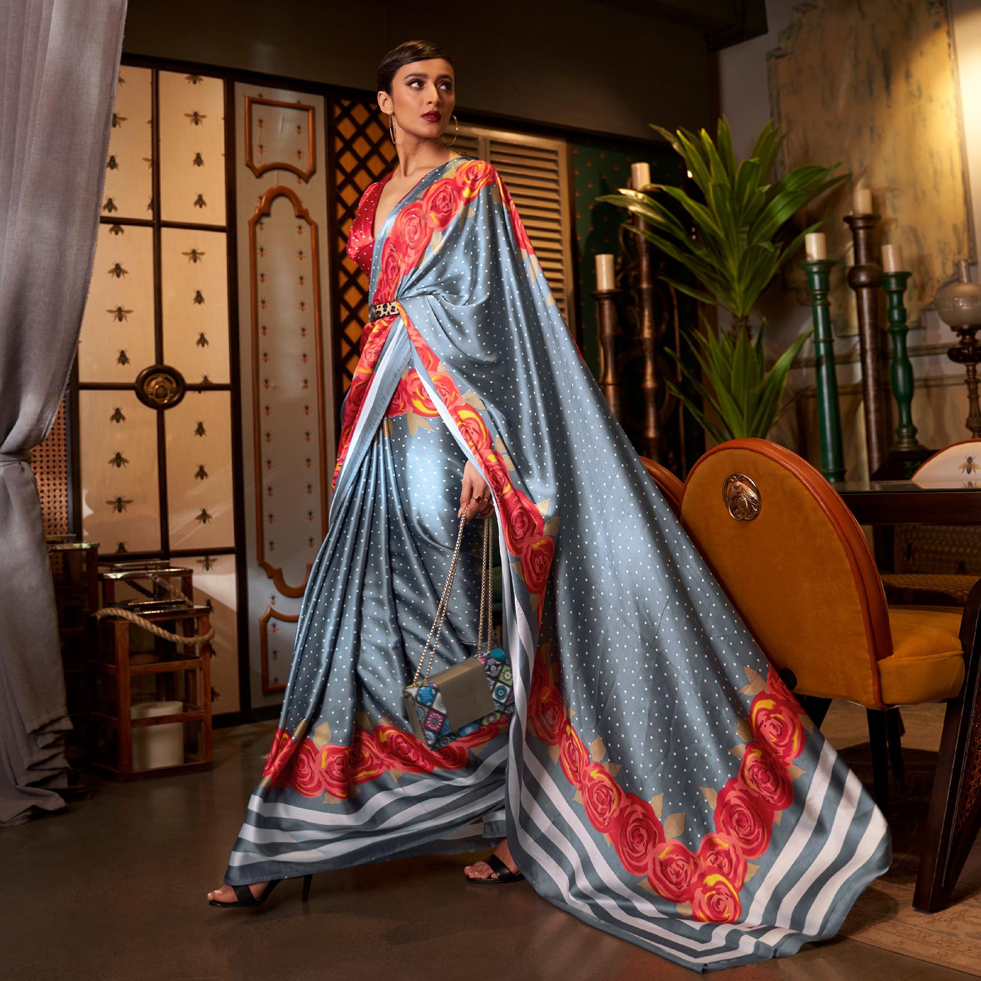 grey-floral-printed-satin-saree-1