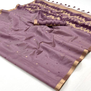 Mauve Woven Cotton Silk Saree