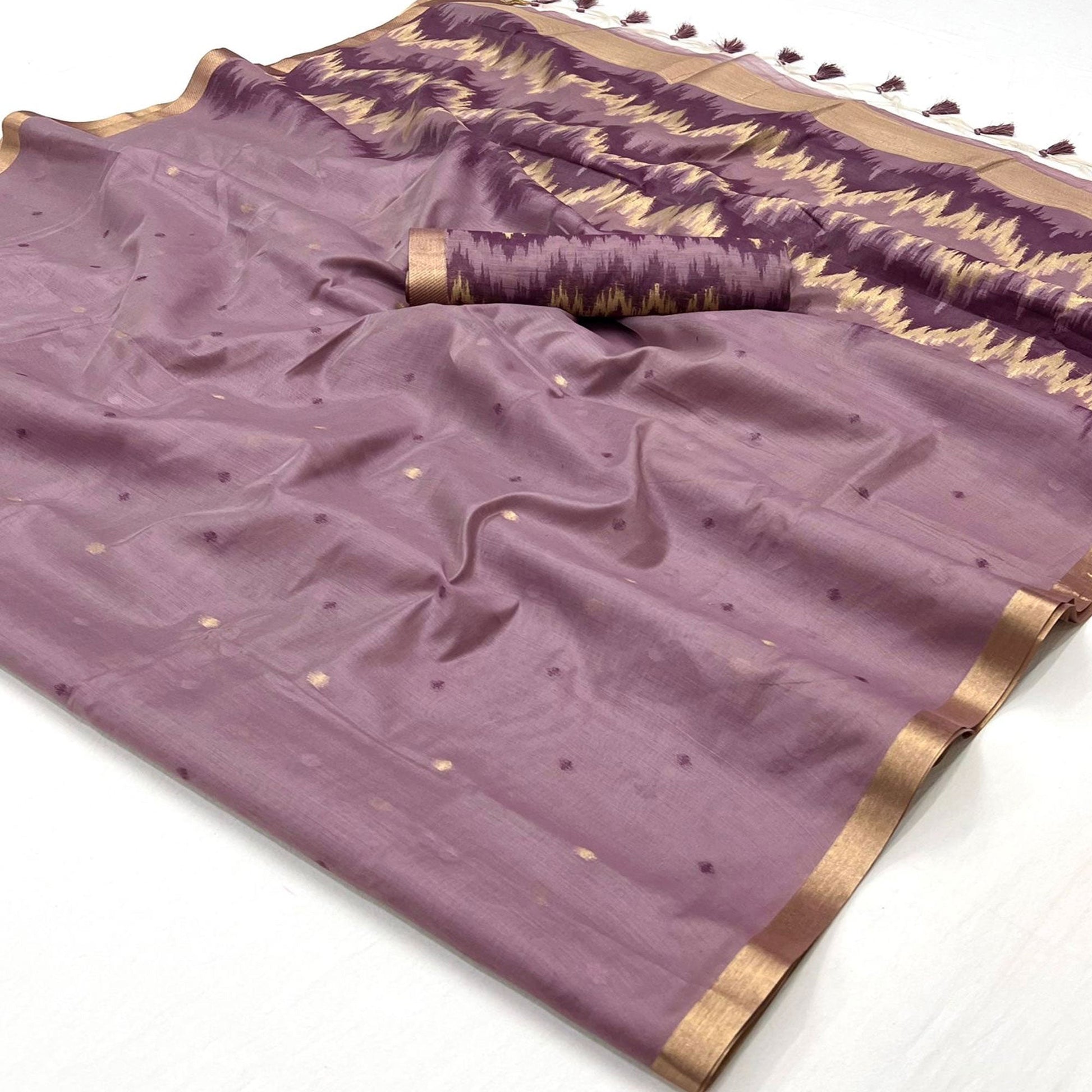 Mauve Woven Cotton Silk Saree