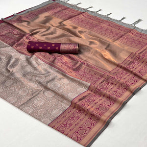 grey-floral-woven-art-silk-saree-with-tassels