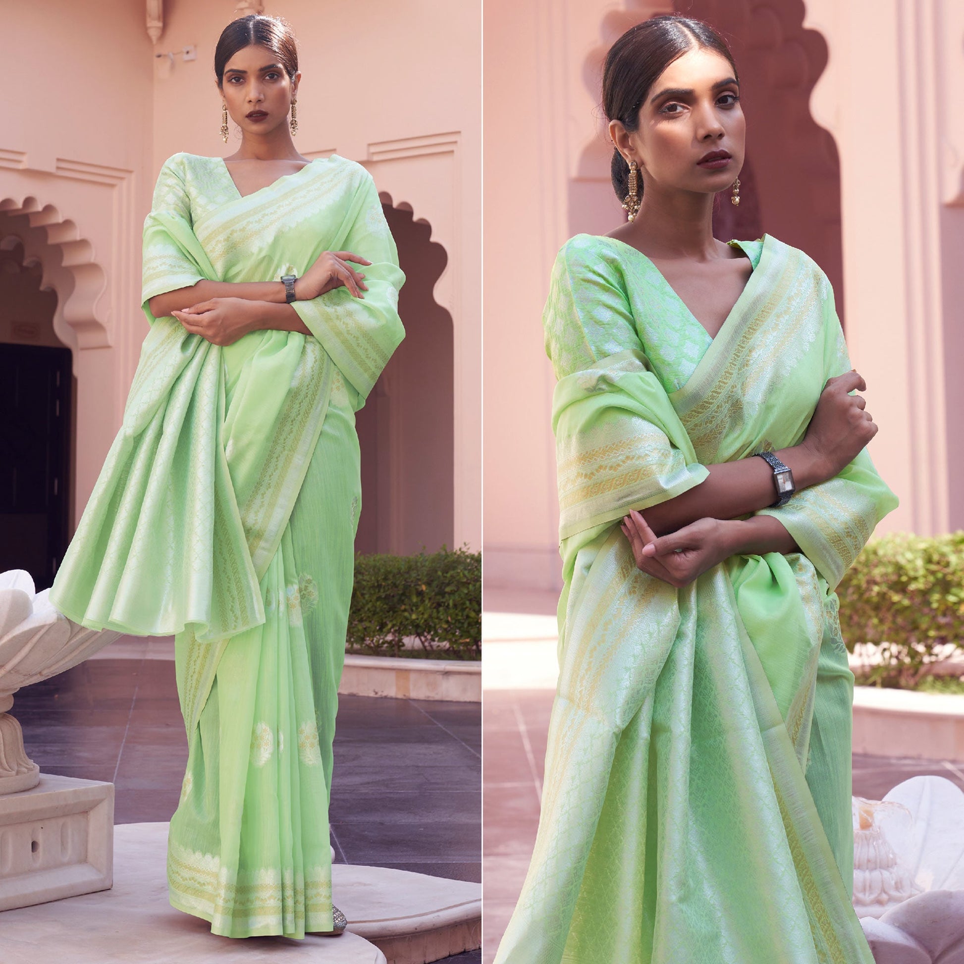 green-woven-linen-saree-5