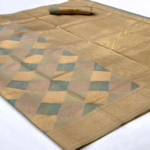 Grey Woven Organza Saree