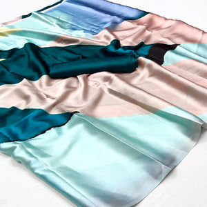 Multicolor Digital Printed Satin Saree