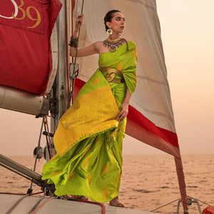 green-woven-satin-two-tone-saree