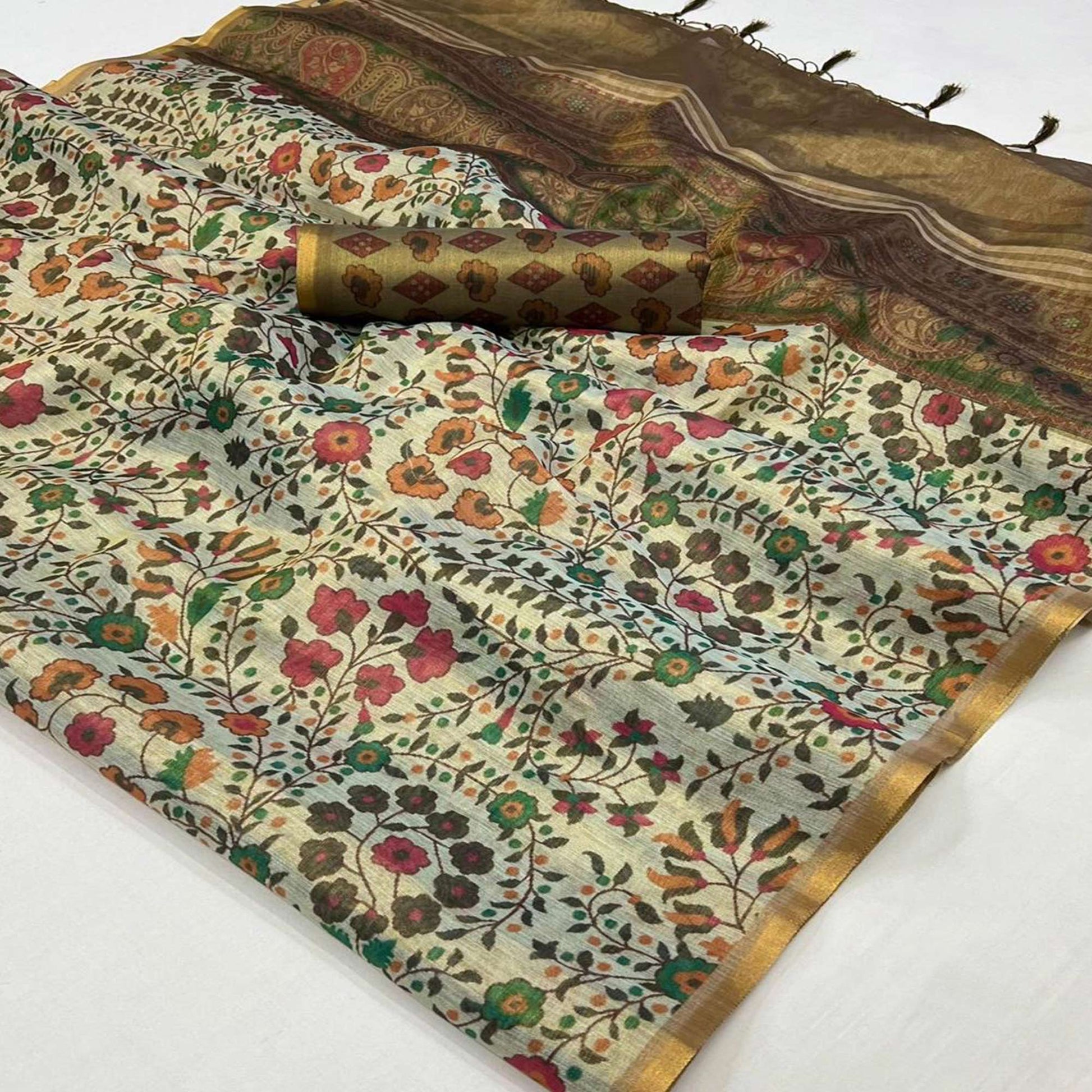 grey-floral-printed-tissue-saree-with-tassels