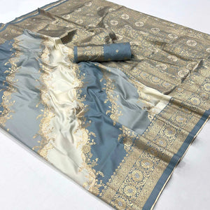 grey-floral-woven-art-silk-saree-with-tassels-1
