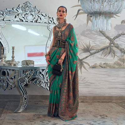 green-woven-chanderi-silk-saree