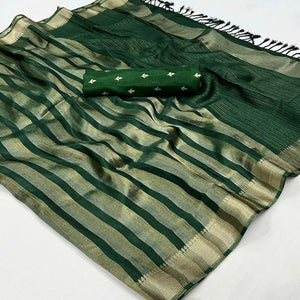 green-woven-viscose-saree-with-tassels