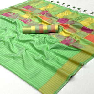 green-floral-woven-art-silk-saree-with-tassels-1