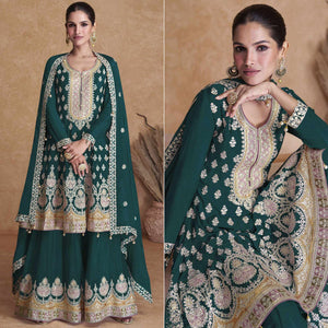 green-sequins-embroidered-georgette-semi-stitched-sharara-suit-1