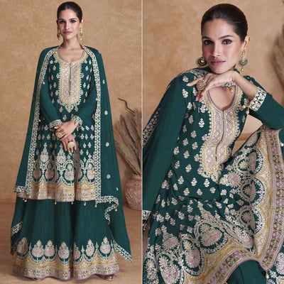 green-sequins-embroidered-georgette-semi-stitched-sharara-suit-1