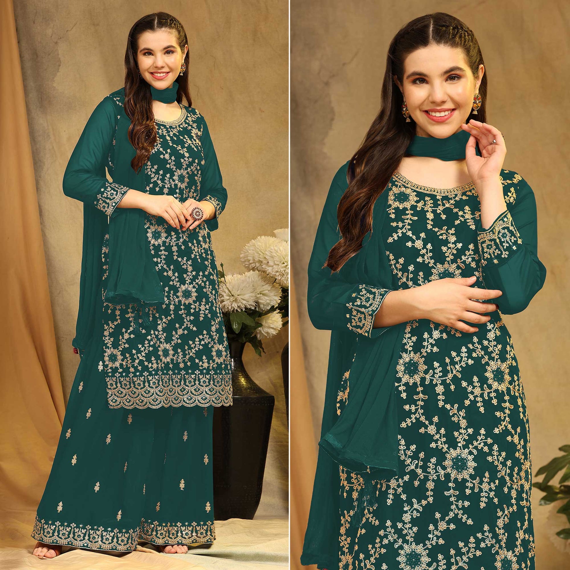 green-floral-embroidered-georgette-semi-stitched-suit-6