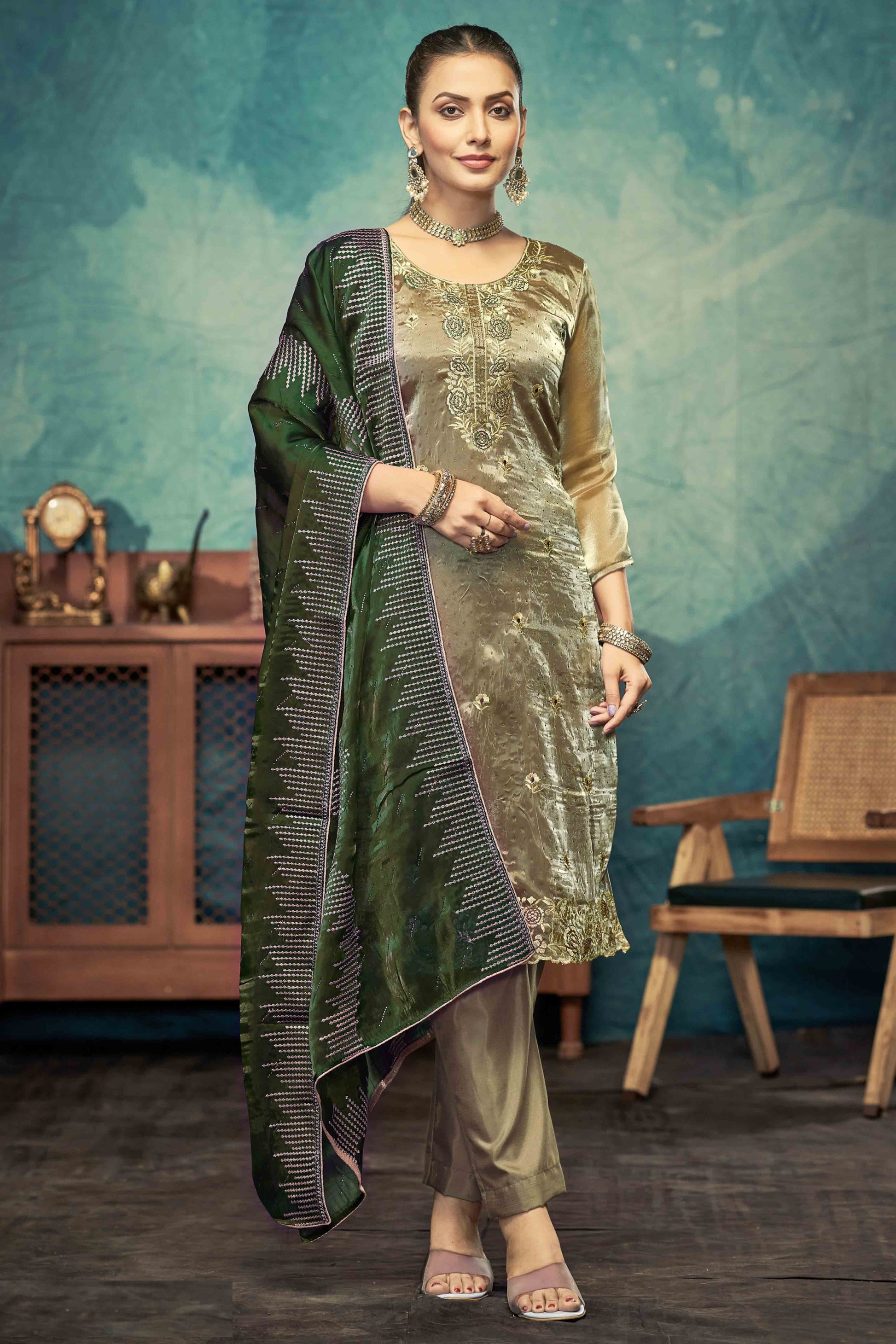 green-floral-embroidery-with-swarovski-work-jimmy-choo-tissue-semi-stitched-suit