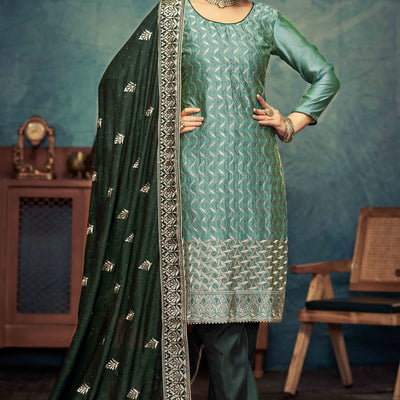 green-embroidery-with-swarovski-work-vichitra-silk-semi-stitched-suit