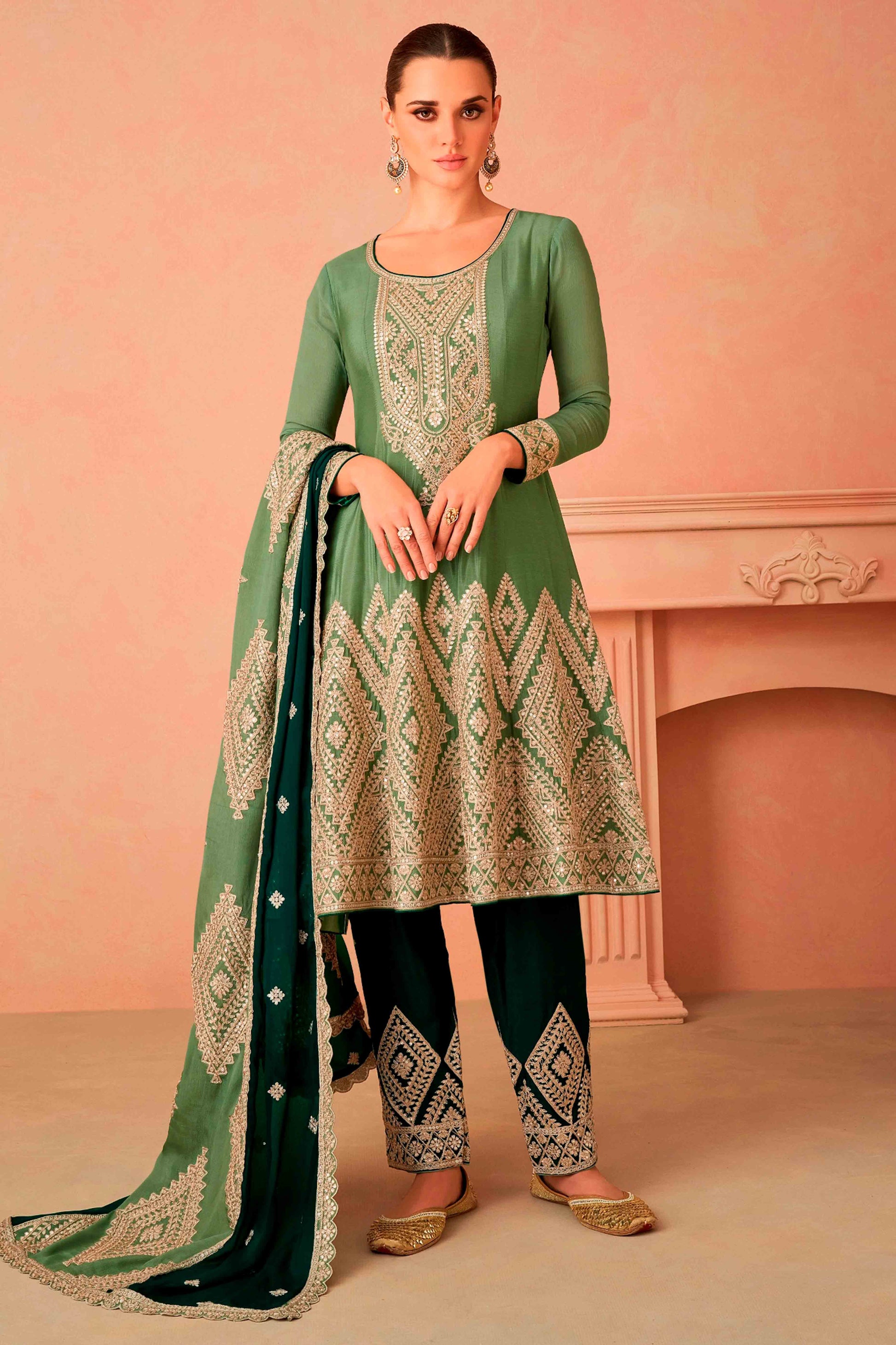 green-floral-sequins-embroidered-chinon-suit