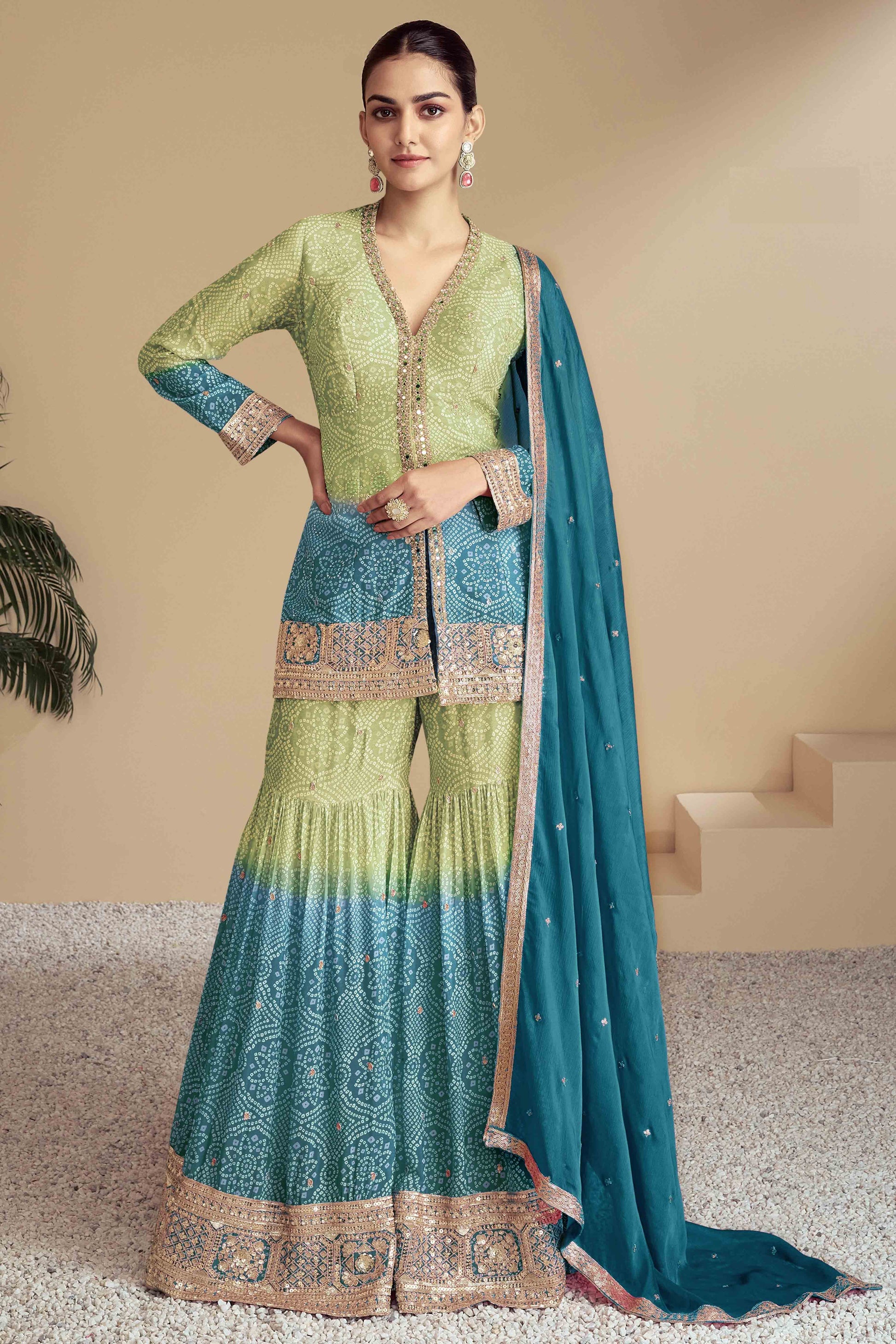 green-blue-bandhani-print-with-sequins-embroidered-chinon-palazzo-suit