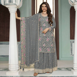 grey-floral-embroidered-chinon-sharara-salwar-suit
