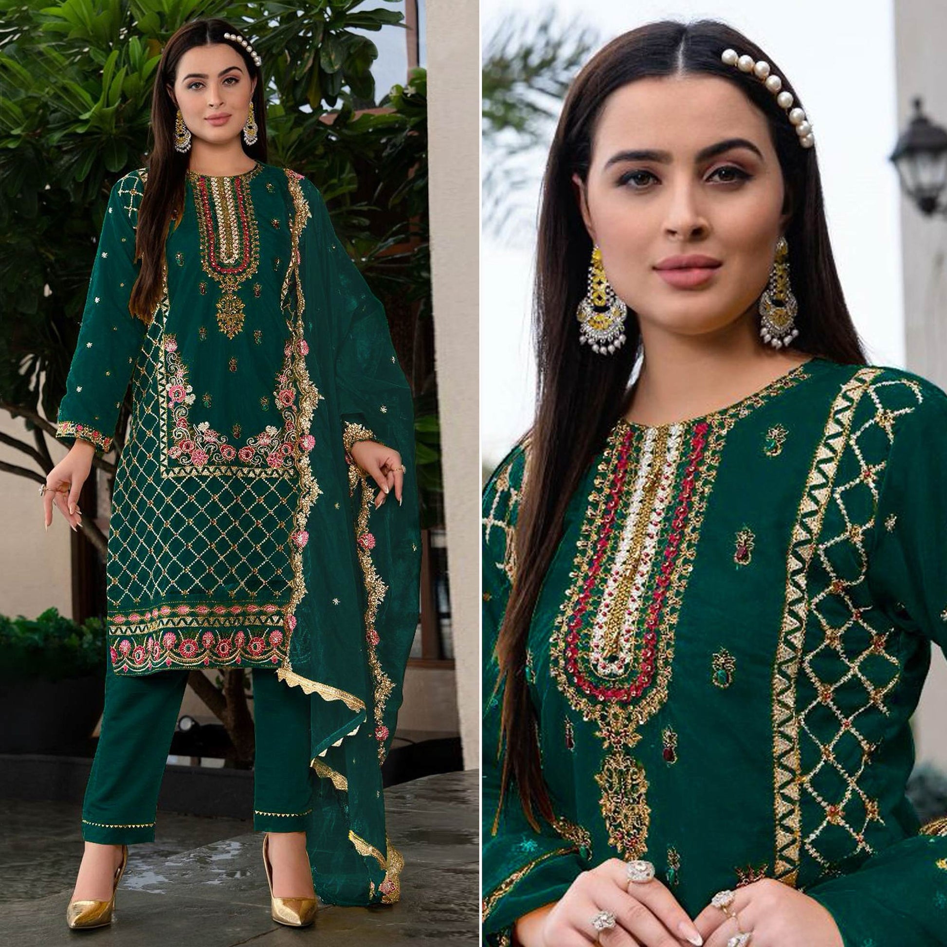 green-floral-sequins-embroidered-georgette-semi-stitched-pakistani-suit-1