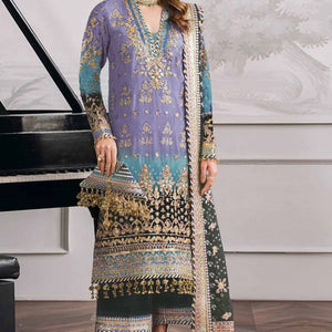 Lavender Digital Print With Sequins Embroidery Georgette Semi Stitched Pakistani Suit